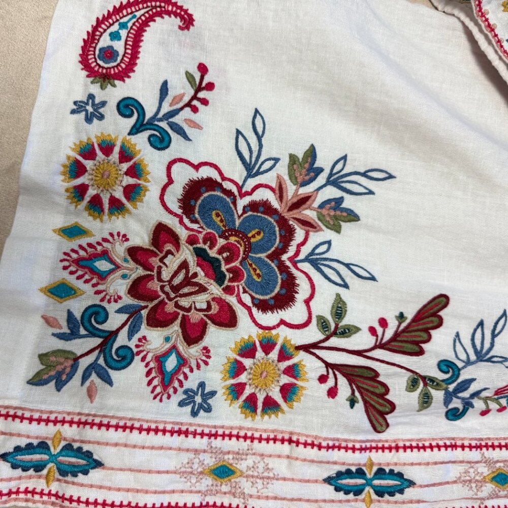 Johnny Was  -  Embroidered Linen Kimono. Size XL - Picture 4 of 6